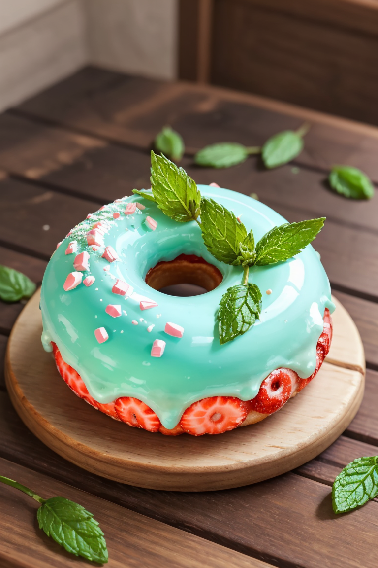 382410-3160118558-masterpiece, high quality, best quality,blue bubble gum donuts on wooden table strawberry mint leaf, HDR,foodphoto, _lora_foodph.png